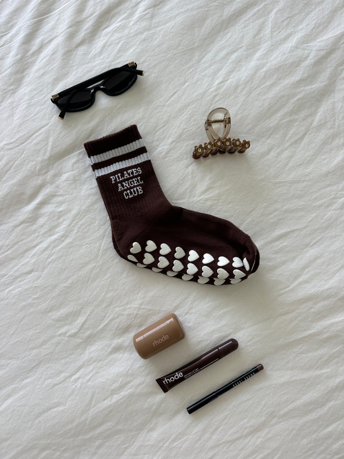 Pilates Grip Socks – Big Heart Brown