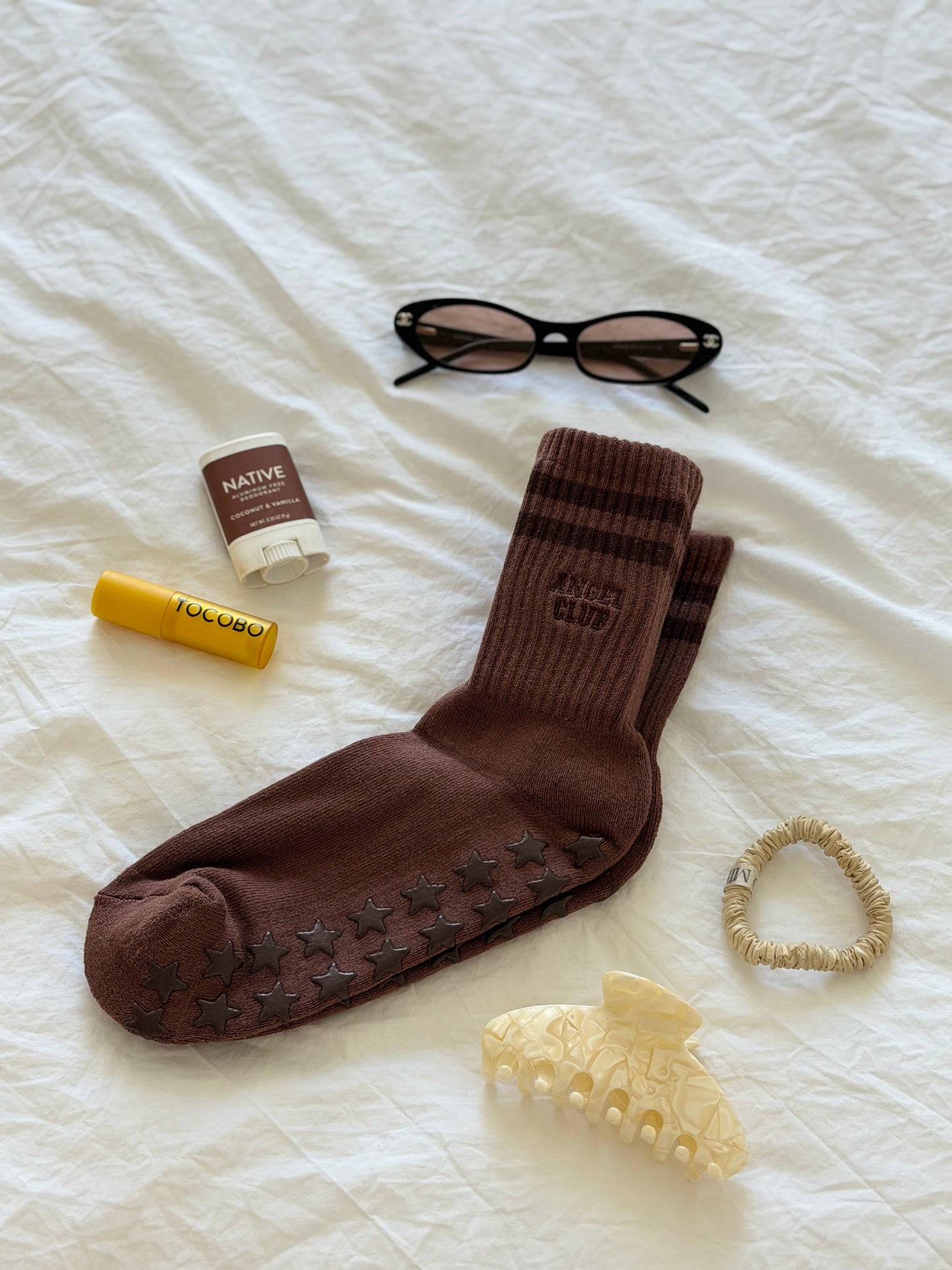 Pilates Grip Socks - Chocolate chips Stars
