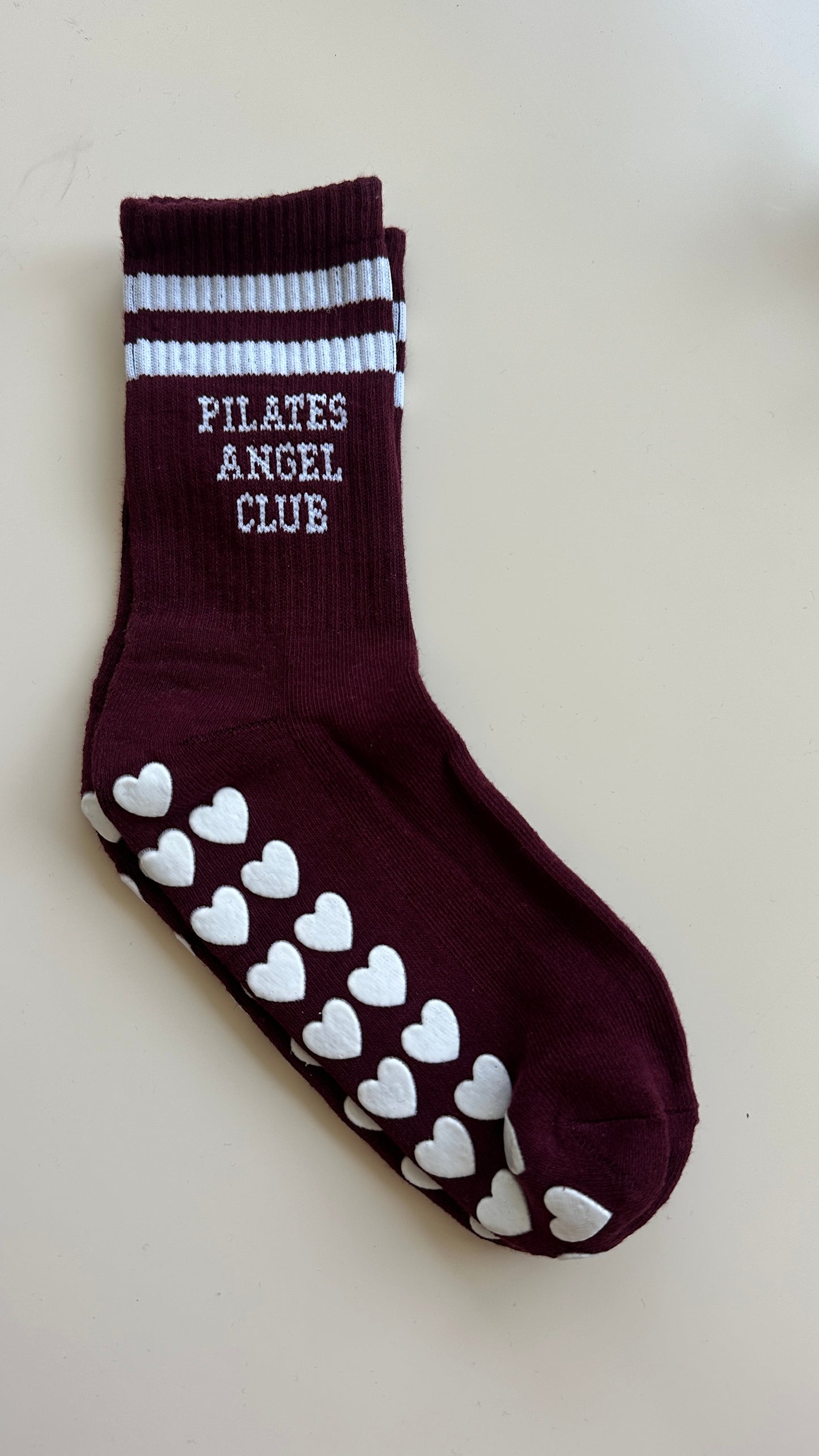 Pilates Grip Socks – Big Heart Burgundy